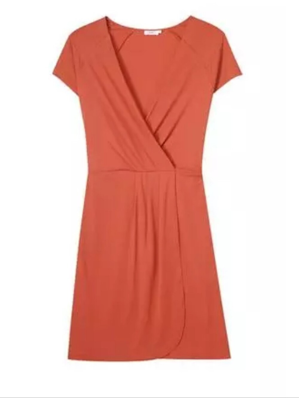 Filippa K Coral Pink Faux Wrap-Front Short Sleeve Dress Size S